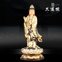 Bronze gilt Guanyin Bodhisattva Buddha statue ornaments at home dedicated to Guanyin Bodhisattva statue station Lotus Guanyin deity crafts