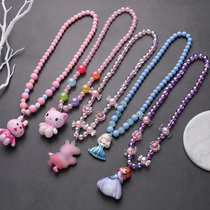 Korean childrens jewelry girl princess luminous necklace bracelet five sets girl cute cartoon ear clip ring