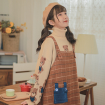Original Mori tribal Plaid Dress Vintage women A- line dress 2020 new strap skirt Autumn Winter Women