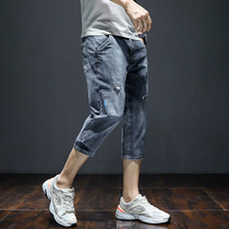 2020 Summer New Loose Straight Cylinder 70% Denim Shorts Men Tide Cards Korean Version Trendy Casual 100 Hitch Pants