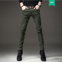  Hong Kong spring and autumn jeans mens 2021 new Korean version of stretch slim-fitting small pants gray casual long pants tide