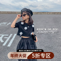 (year-end clearance not to be rebuded) Summer CUHK Childrens tea flower small fragrant blouses net yarn half body dress Two sets