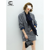 COCOBELLA retro herringbone wool blazer womens autumn and winter new loose casual suit CT1103