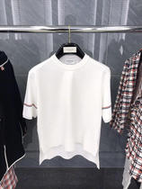 Xiaomin fashion Thom Browne spring and summer front and rear long and short sleeves knitted loose casual top T-shirt