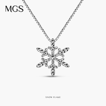 MGS Man ancient silver snow pendant S925 silver short necklace female niche choker temperament simple Net red neck chain