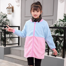 Zhongdabong down jacket extended gown women plus velvet long sleeve eating clothes baby back wearing protective clothing boy blouse autumn and winter