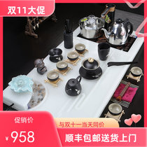 Jade tea tray set modern minimalist household automatic tea set set European tea table induction cooker integrated tea tray