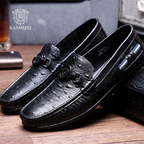 Italian beanie shoes mens leather business casual British autumn breathable low-top lazy driving dad shoes European station