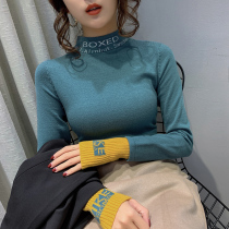 2020 autumn and winter new semi-turtleneck sweater womens Western style slim slim thin top thickened base sweater