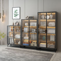 Bookcase with dust-proof tempered glass door modern minimalist bookshelf shelves Home leaning against wall Lehigh hands for display case