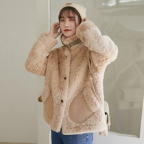 Vanya leads lamb coat woman winter new Han edition with thick pocket plush small man coat