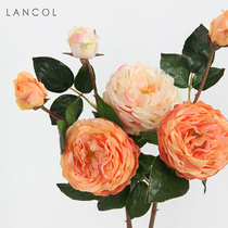 Lancol Eurostyle American Simulation Flowers Orange Pink Thousands Layers Rose Parlor Dining Room Table Placement Floppy Floppy Flowers