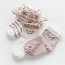 Korean childrens socks spring and autumn cotton baby socks summer thin girl lace socks Princess dance socks girl socks