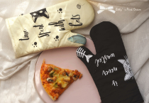 Contrast color cat baking cotton thick insulation Gloves oven microwave anti-scalding gloves