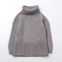 Girls high neck solid color cashmere sweater thick baby Korean sweater new warm lapel knitted hair