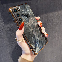 Huawei p40pro mobile phone shell female men Huawei p40 Silicone Gel Plated Luxurious Marble Tattoo Huawei p40pro Womens net red p40pro plus tide card minimalist anti-fall lenses Full