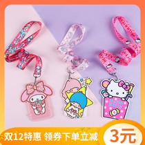 Cute student citizen card set lanyard neck cartoon bus subway Campus Door meal card certificate protective cover hot sale