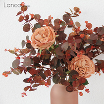 Lancol Emulation Flowers Japanese Autumn Series Yugali Leaf Oil Painting Austen Rose Living-room Decoration Flowers Fake Flowers