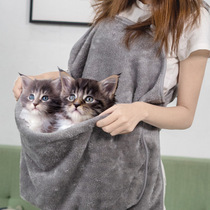 Roll cat clothes cat apron anti-stick hair coral velvet cat bag cat bag pet bib big pocket cat clothes P