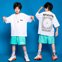 Childrens Street Dance Set Summer New Short Sleeve Tide Brand Boys and Girls Hip Hop Performance Clothing Loose hiphop Tide Clothing