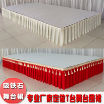 2021 Wedding Tai Apron Stage Curtain Ice Silk Rim Side Skirt Table Skirt Curtain Exhibition Table Cloth