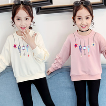 Girls spring and autumn sweater thin section 2021 new Korean version of the tide in the big childrens girls net red Western style loose top