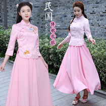 Republic of China style womens costume Chinese bridesmaid dress student dress photo photo performance dance suit retro suit