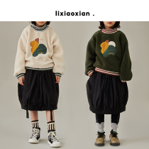 Pear small leisure children 2021 autumn and winter New coat foreign style boys and girls retro plus velvet Joker lamb wool sweater tide