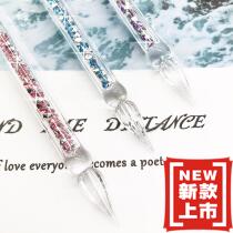 Handmade crystal starry sky dip pen Student creative stationery Rhinestone glass pen Birthday gift dip pen set