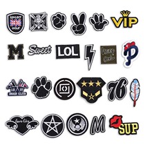 Patch patch embroidered fashion black small badge dress pants decorative embroidery cloth patch tide brand hole seam patch