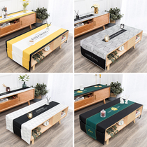 Nordic simple living room coffee table cover cloth waterproof and anti-hot double pocket tablecloth thick cotton table fabric