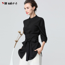 Shirt womens long top Waist Shirt Waist Shirt foreign atmosphere thin heart design sense niche European station slim autumn clothes