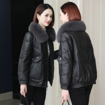 zqqz leather down jacket women short 2021 New sheep leather fox fur collar coat thick Haining leather 51-1