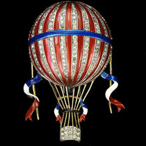Cuifari Alfred Philip enamel red and white blue hot air balloon brooch accessories women luxury