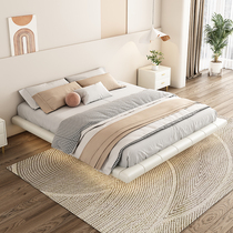 Suspended bed light luxury modern bedroom without headboard space-saving bed frame bed modern simple high-end atmosphere solid wood soft bed