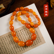(Swallow Zhenpin) 42 75 grams of natural Old Beeswax date beads tower chain necklace Amber Buddha beads