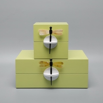 Modern Nordic New Chinese Creativity Dragonfly Wood First Accessories Box Swing Piece Home Living Room Bedroom Handiwork Soft Decorations