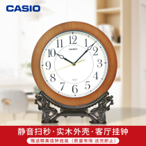 Casio (CASIO) hanging clocks Home Living room clocks Retro fashion Atmospheric Office Wooden Frame Quartz Clocks