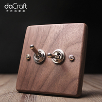 Personality creative American black walnut panel Brass lever Antique Solid wood Retro wood Wall decoration B & B switch