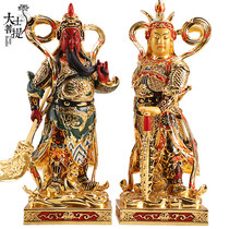 Taiwan painted pure bronze Garan Veda Bodhisattva Buddha statue Buddhist god of wealth Guan Gong Wei Riding Buddha statue ornament left and right protector