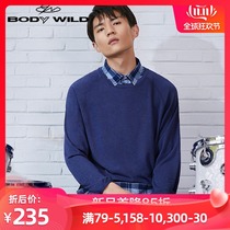 Adours Baodi Wade casual check fake two-piece raglan sleeves can be worn outside the mens top ZBN41PA1