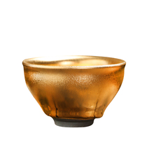 Gold cup built with tea cup mens iron and gold single Kung Fu oil drop pure handmade masters cup single cup big number