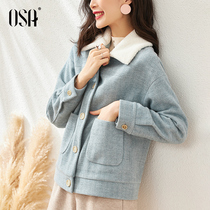 OSA short little temperament woolen jacket women autumn and winter 2021 New thin herringbone coat