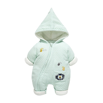 Baby autumn and winter thickened conjoined clothes baby cotton clothes set newborn clothes