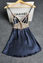 Japanese Harnesses Sleeping Skirts Female Charlace Sexy Dew Back Hollowed-out Ice Silk Small Chest Soft Silk Pyjamas home clothes