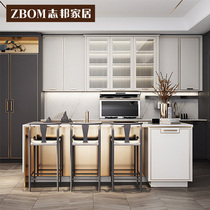 Zhibang whole kitchen cabinet customization new Chinese membrane pressure open medium island type household Chinese style kitchen cabinet custom