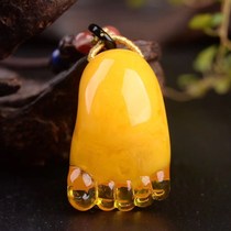 Baltic Natural Amber Raw Stone Uneventful Chicken Oil Yellow Old Honey Wax Drop Pendant Knowledge of Regular Music Necklace