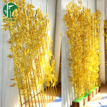 Simulation bamboo environmental protection golden bamboo Wedding hotel landscaping Living room partition room wind decoration golden bamboo