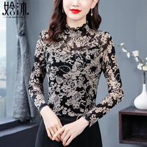 Add in a thick inner lap Fashion beating undershirt lady Spring and autumn clothes 2022 New spring Yangqi High collar lace blouses