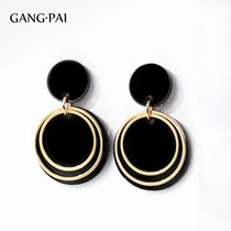Circle diamond earrings female black earrings winter temperament small simple retro 2021 New Tide earrings